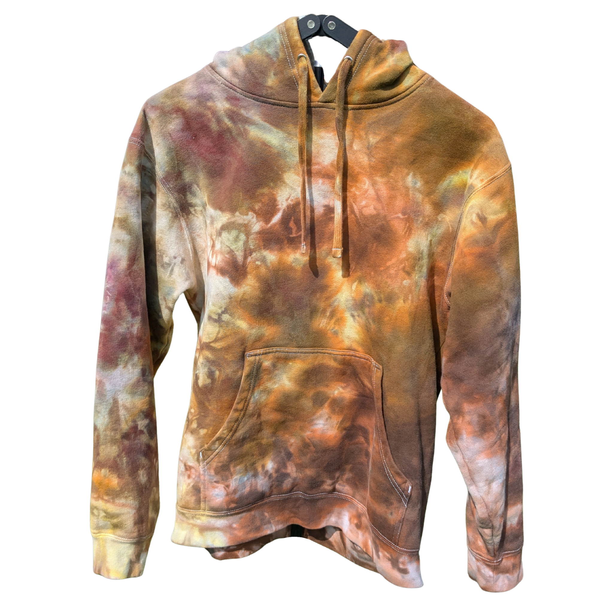 Ice Dyed Earth Tone Hoodie – Unisex Size Medium