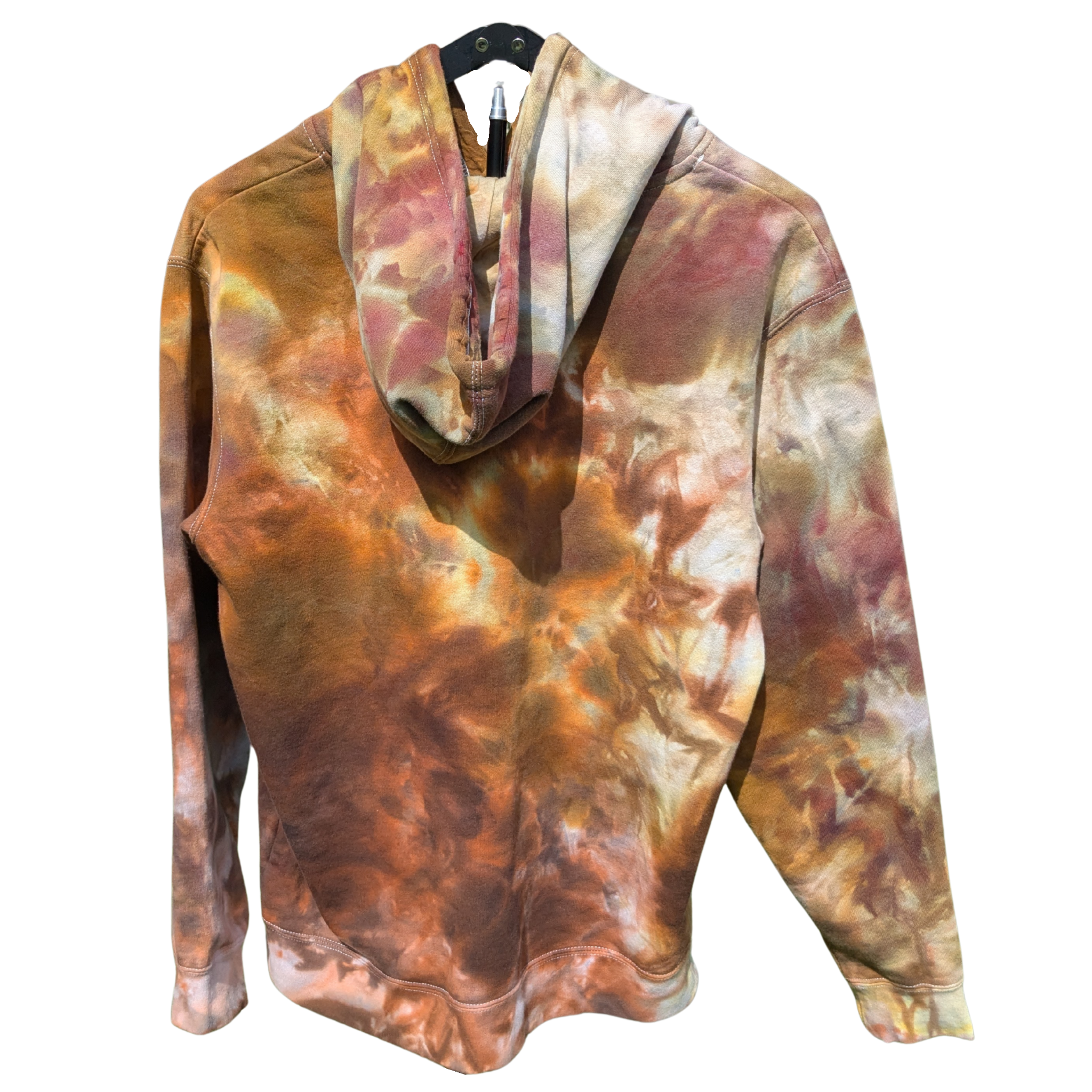 Ice Dyed Earth Tone Hoodie – Unisex Size Medium