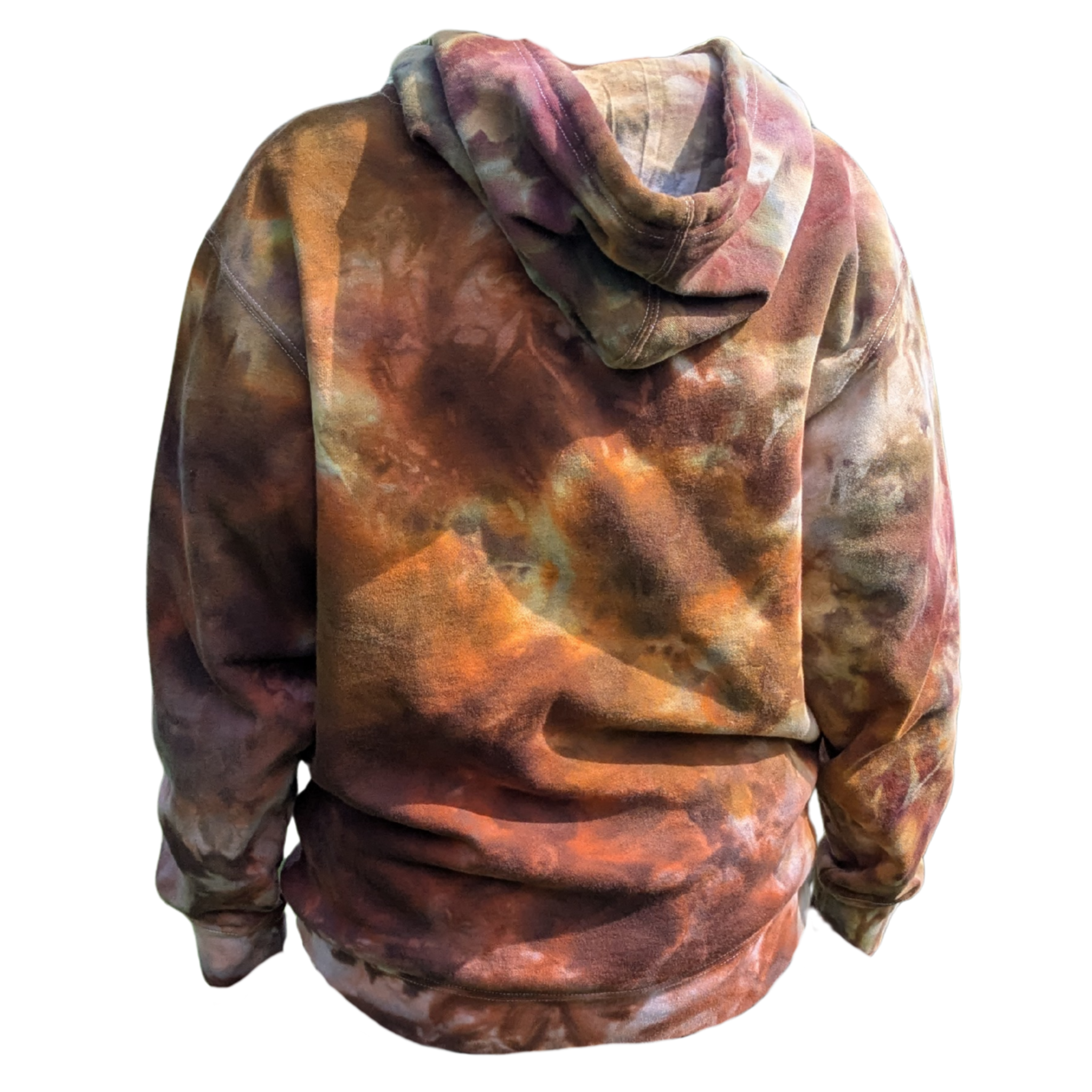 Ice Dyed Earth Tone Hoodie – Unisex Size Medium
