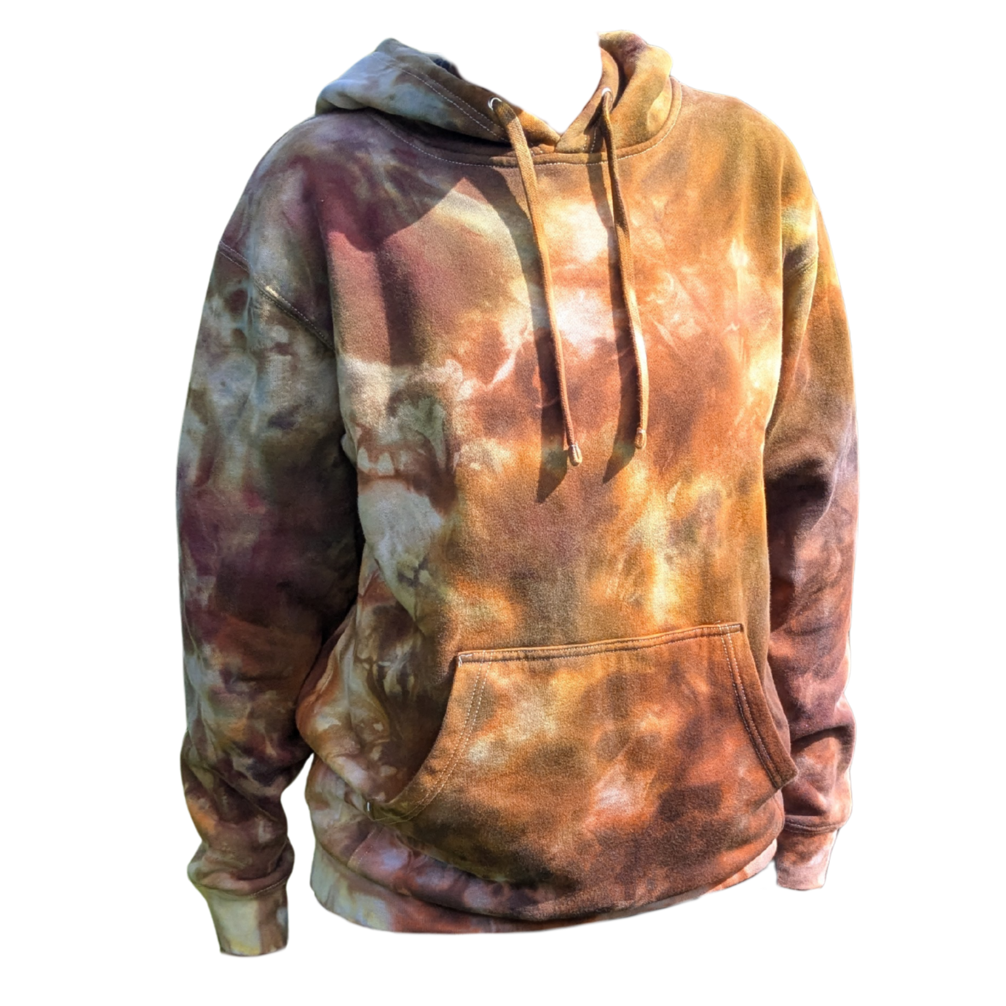 Ice Dyed Earth Tone Hoodie – Unisex Size Medium